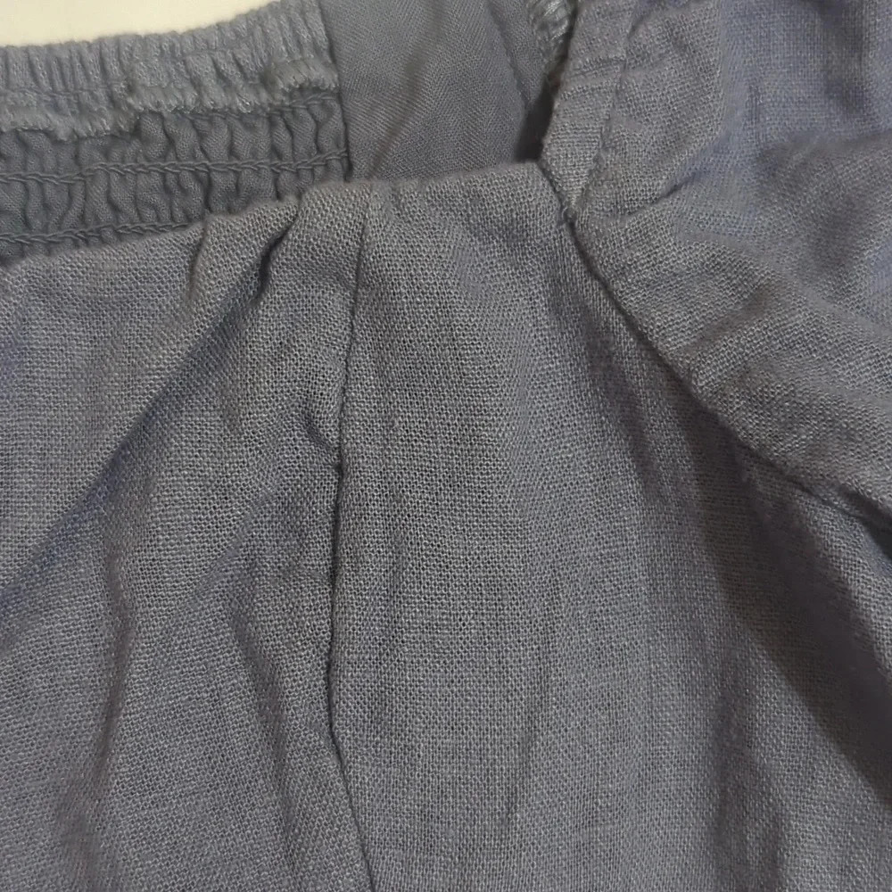 A&F Puff Sleeve Shine Cotton-Blend Square Neck Top, Color Blue Size XS - Picture 6 of 14
